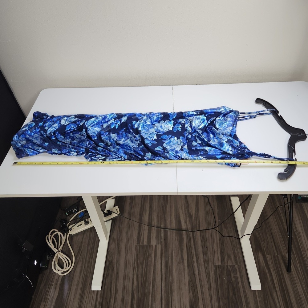 City Studios Cowl Neck Foiled Floral Ruched Royal Sleeveless Dress Juniors S NWT - Picture 8 of 9